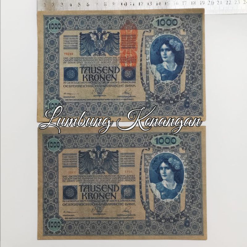 uang asing Austria 1000 Kronen ukuran jumbo