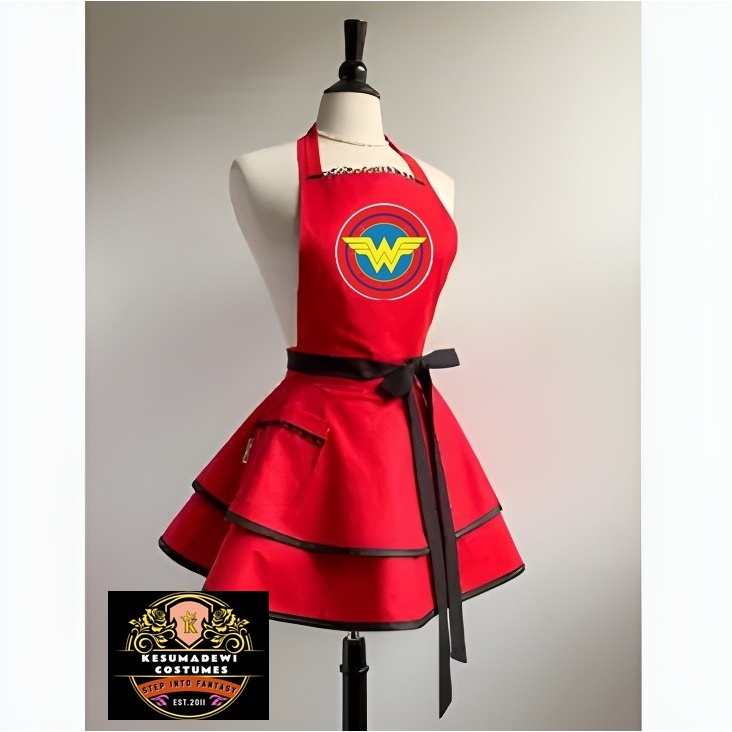 WONDERWOMAN Apronskirt Cosplay Party Pesta Halloween Kostum Premium Hitam Pria Wanita Dewasa Superhe