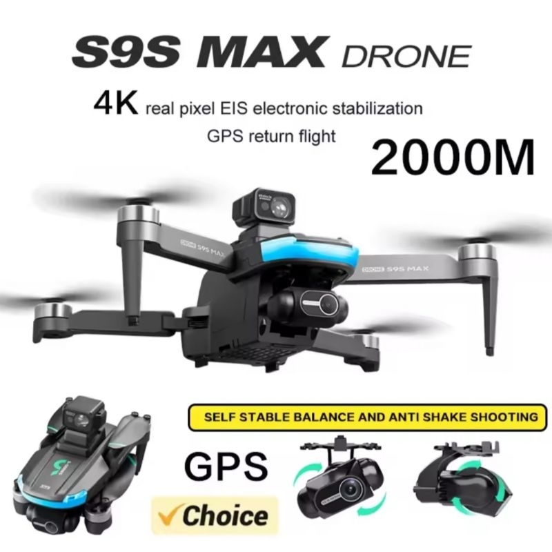Drone S9S Max Pro GPS Kamera Real 4K HD Gimbal Anti Shake Wifi FPV