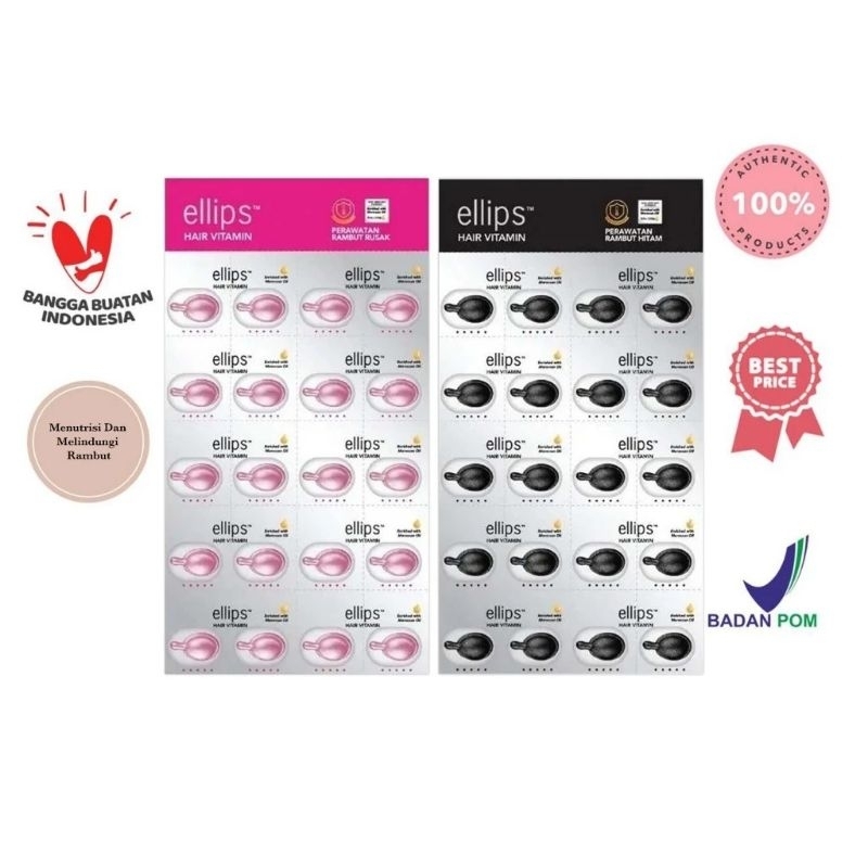 Grosir 20 butir/lempeng] Ellips Hair Vitamin Perawatan Rambut
