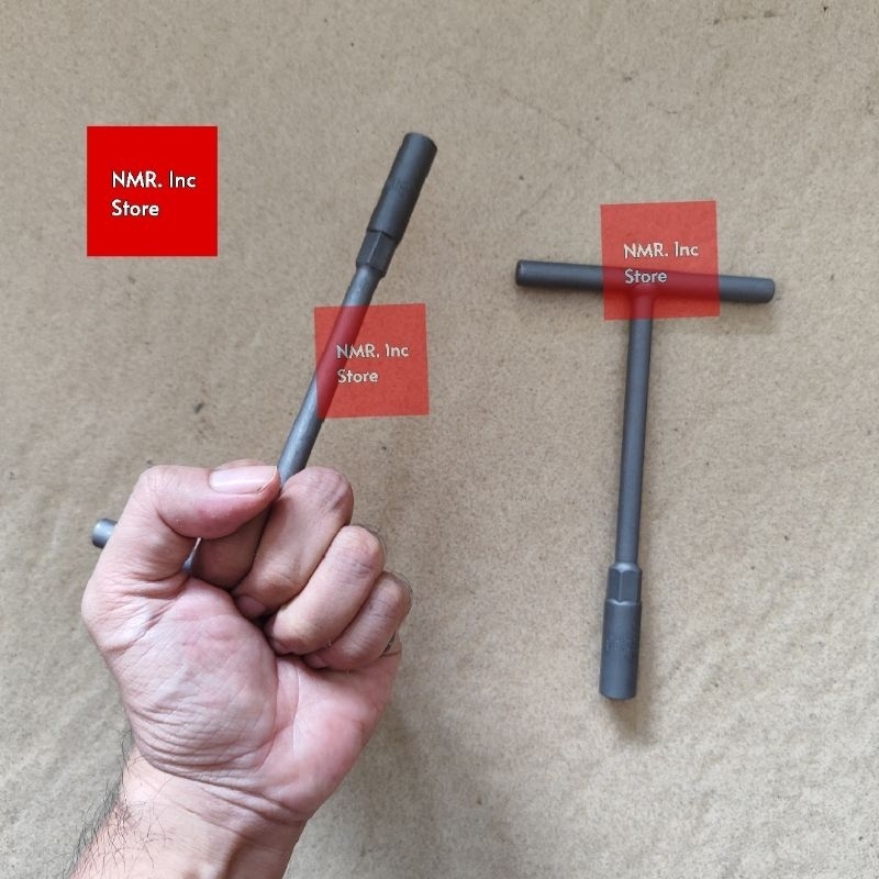 Kunci T Mini Pendek CR-V 8 10 mm T8 T10, Phosphating Dark Grey (Abu Tua) Socket Shock Chrome