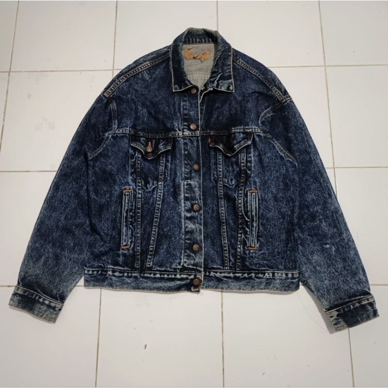 Vintage 80s Lvis Type lll ACID Wash Denim Trucker Jacket size XL