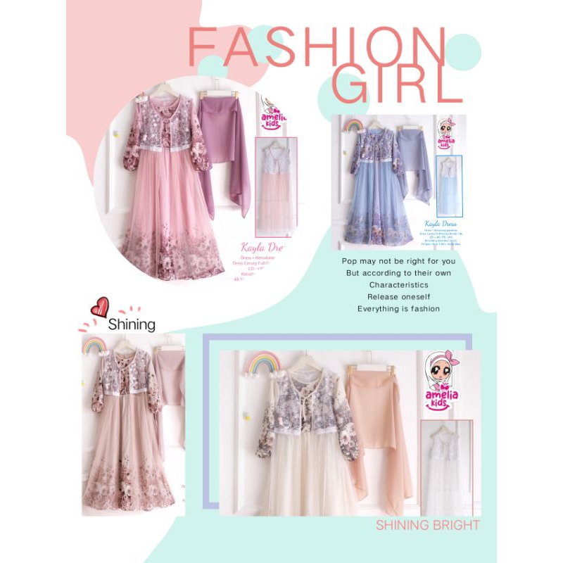 Amelia Kids Fashion Girl Dress  ready seila