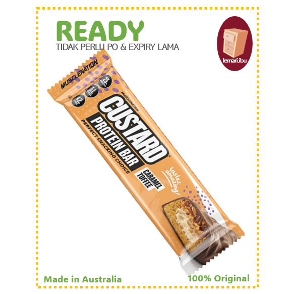 

Muscle Nation Custard Protein Bar Caramel Toffee 60g/Protein Bar - Protein Bar - 100% ORIGINAL - BARANG READY DIKIRIM - Made in Australia