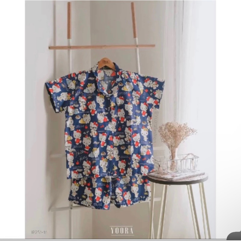 [MyYoora] Bobba Ice Short Piyama Pajamas Daster Wanita JP251 - Navy - HelloKitty