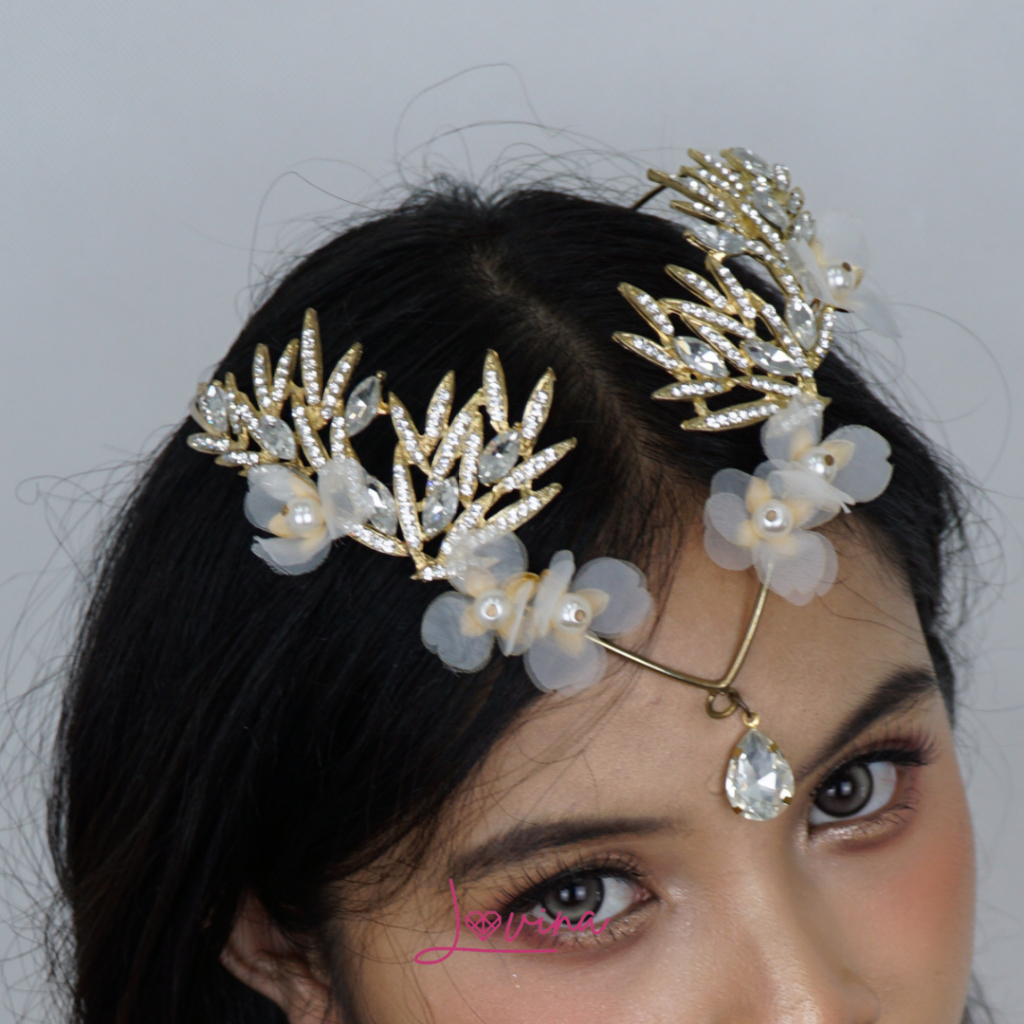Lovina Alisha Headpiece - Aksesoris Bunga Bando Mahkota Hijab Elegant