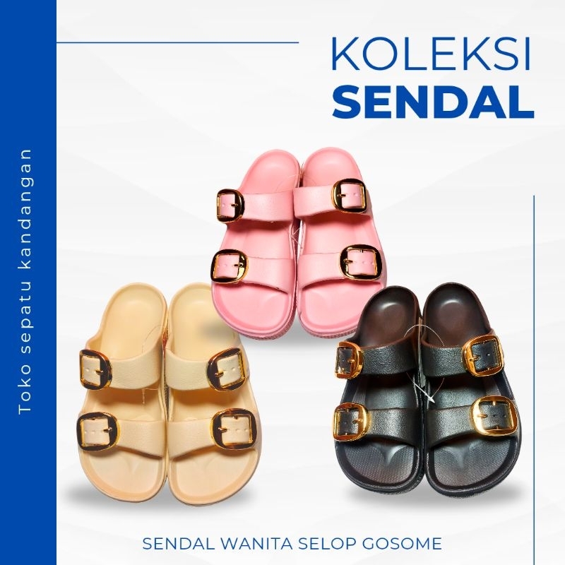 Sendal Selop Plastik Karet Jelly Gosome Wanita Tahan Air Harian - Shoes Sandal