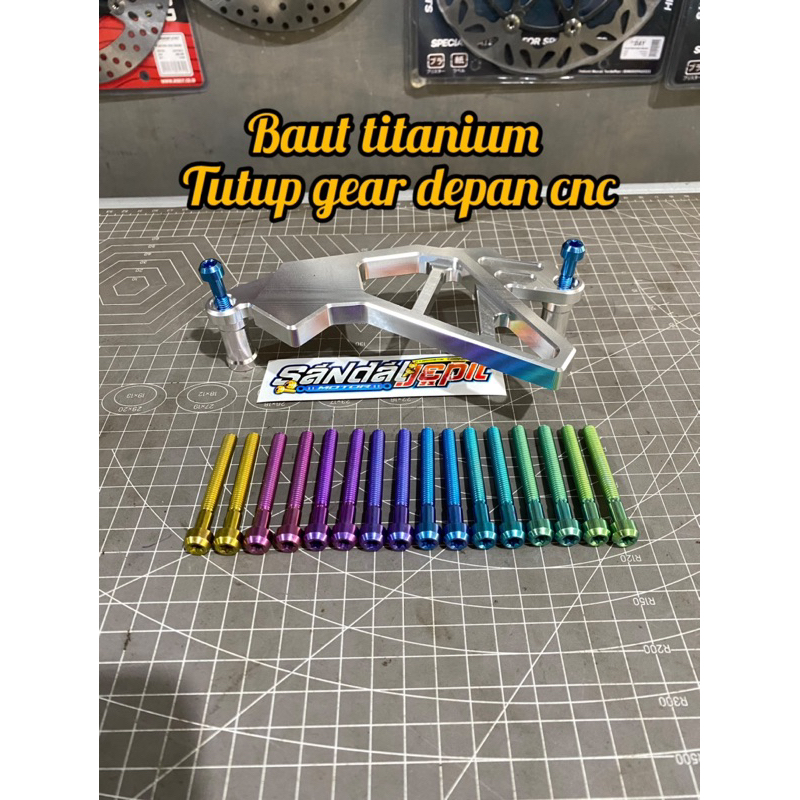 BAUT TITANIUM UNTUK COVER GEAR GER GIR BAUT TITANIUM TUTUP GEAR GER GIR DEPAN BAUT TITANIUM M6 DRAT 