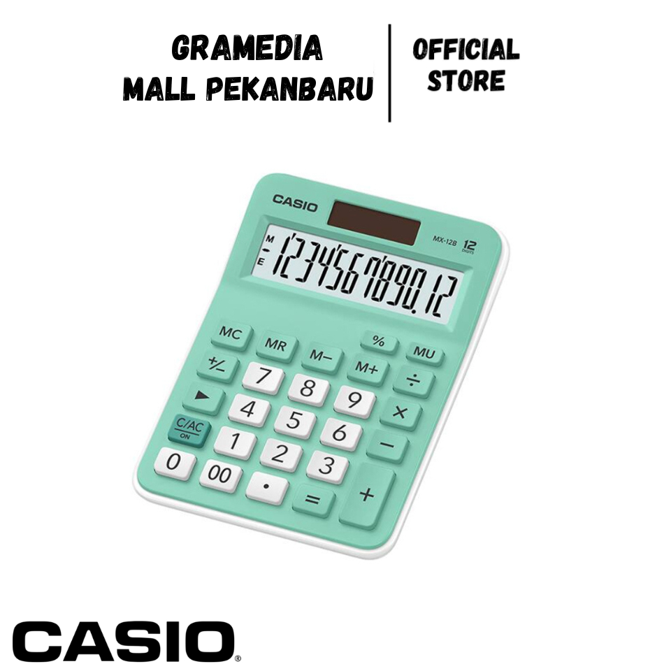 

CASIO CALCULATOR MX-12 B Green - Kalkulator Kantor Dagang 12 Digits (Original) Gramedia Mal Pekanbaru