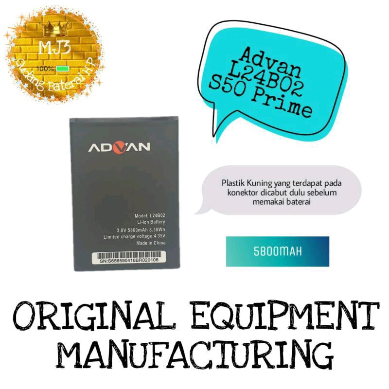 Baterai Battery Original Advan Model: 5063 S50 PRIME L24B02 L24U02 L24T02