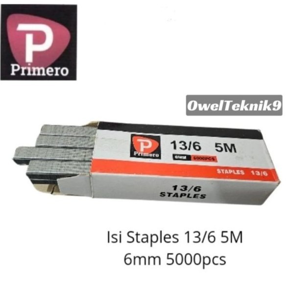 

OwelTeknik9 - Isi Staples 13/6 (5000pcs) PRIMERO/Paku tembak Staples 13/6 PRIMERO/Isi Refill Staples 13/6 PRIMERO