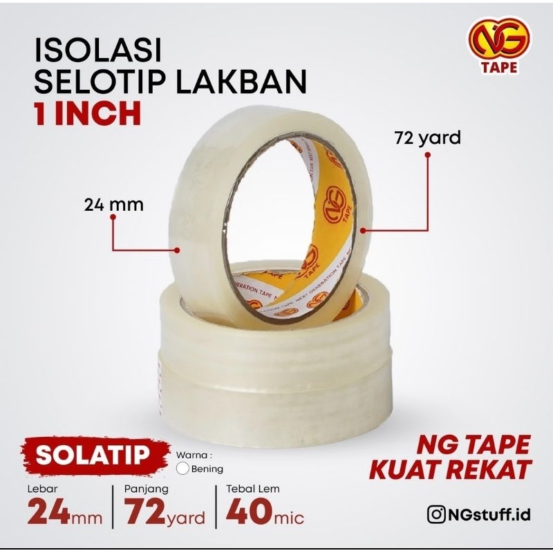 

Lakban Isolasi 24mmX72yard NG TAPE Kualitas daimaru