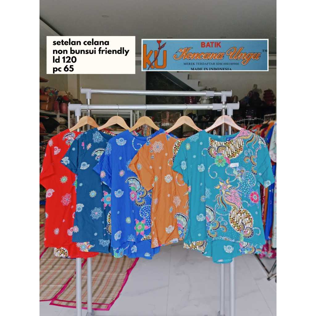 Setelan Kencana Ungu Label Biru | Setelan Celana Kencana Ungu Ori Label Biru