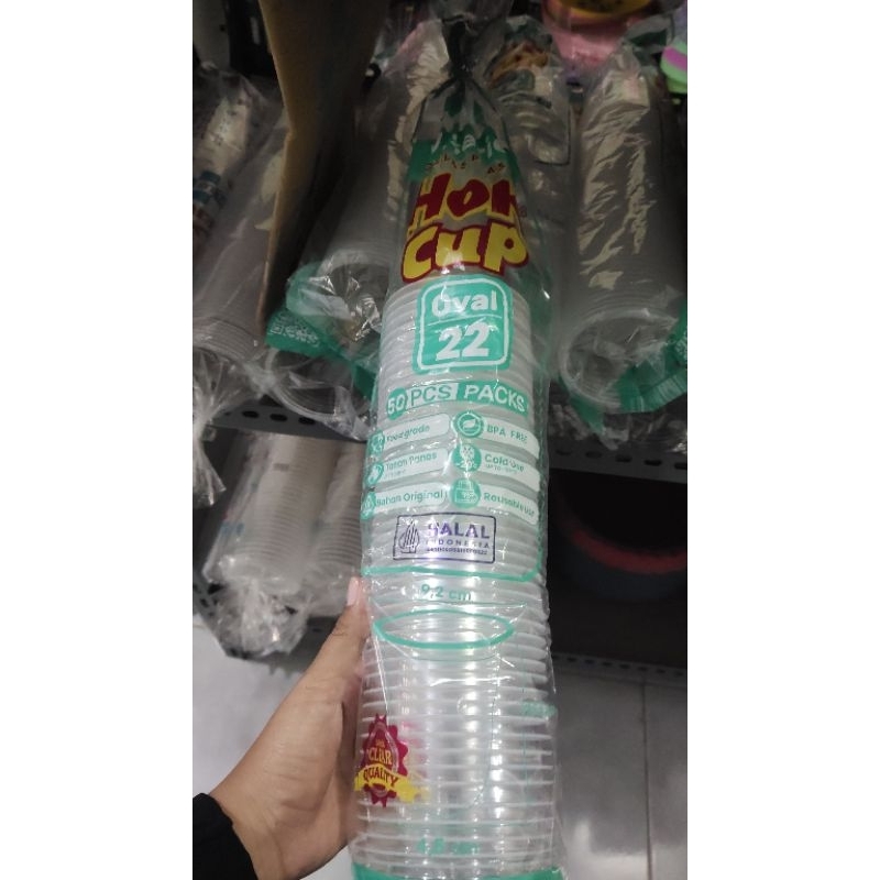 GELAS plastik CUP 22oz oval merk HOK