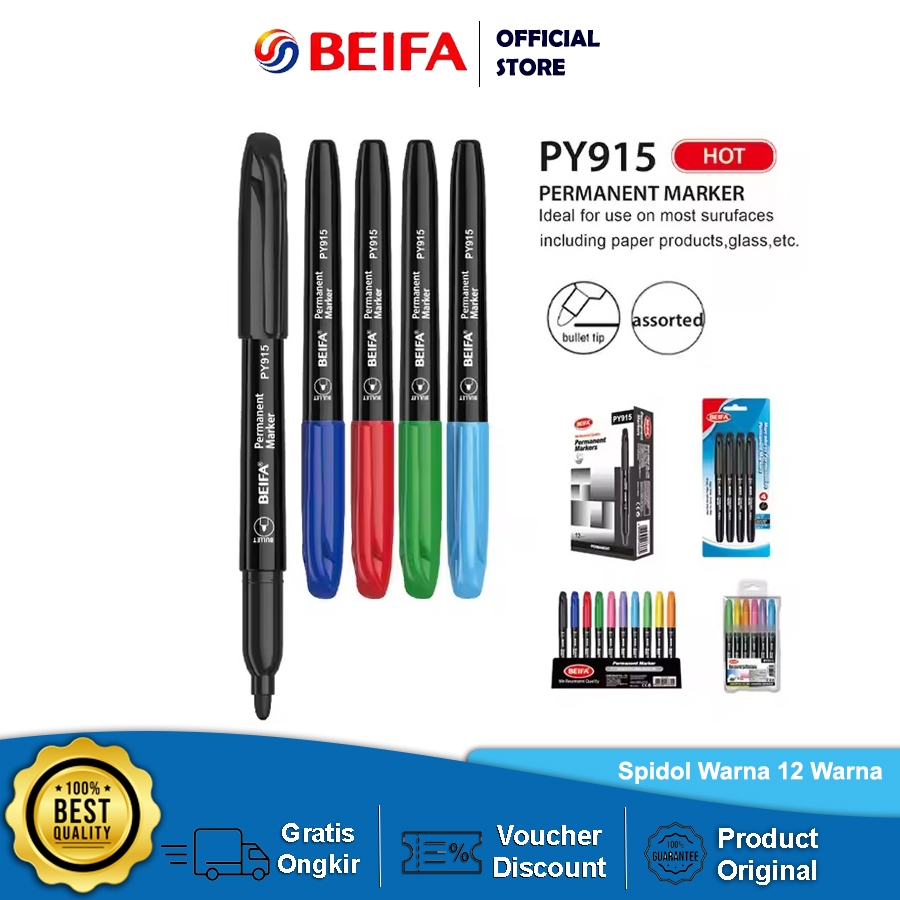 

Beifa Permanent Marker Spidol Permanen 2.0mm PY915