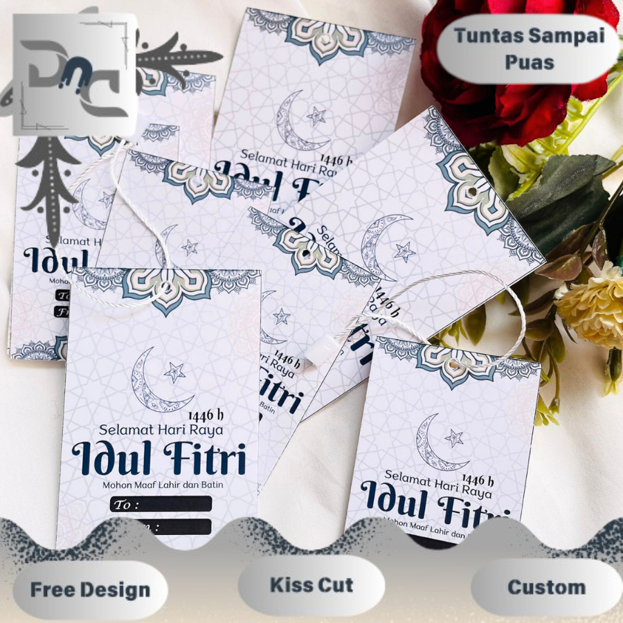 Kartu Ucapan Selamat Hari Raya Idul Fitri Custom Tulisan Hangtag Hampers Lebaran Eid Mubarak Murah