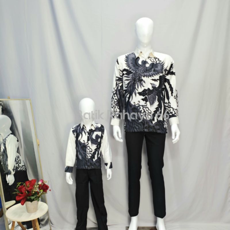 Batik couple ayah anak laki2 pasangan batik ayah anak bahan doby