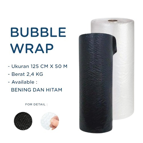 

FANCY - Plastik Bubble Wrap 1 ROLL 125cm x 50m / Bubblewrap PREMIUM ROLL WARNA HITAM DAN BENING TERMURAH