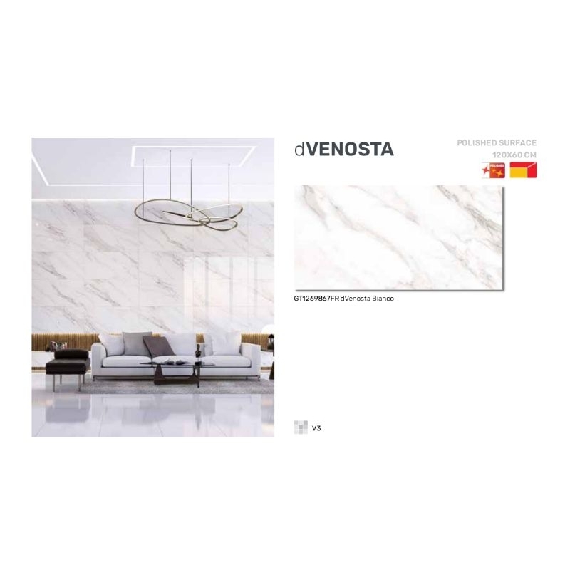 Roman Granit dVenosta Bianco Ukuran 120x60 gloss polished surface granit untuk lantai indoor motif m