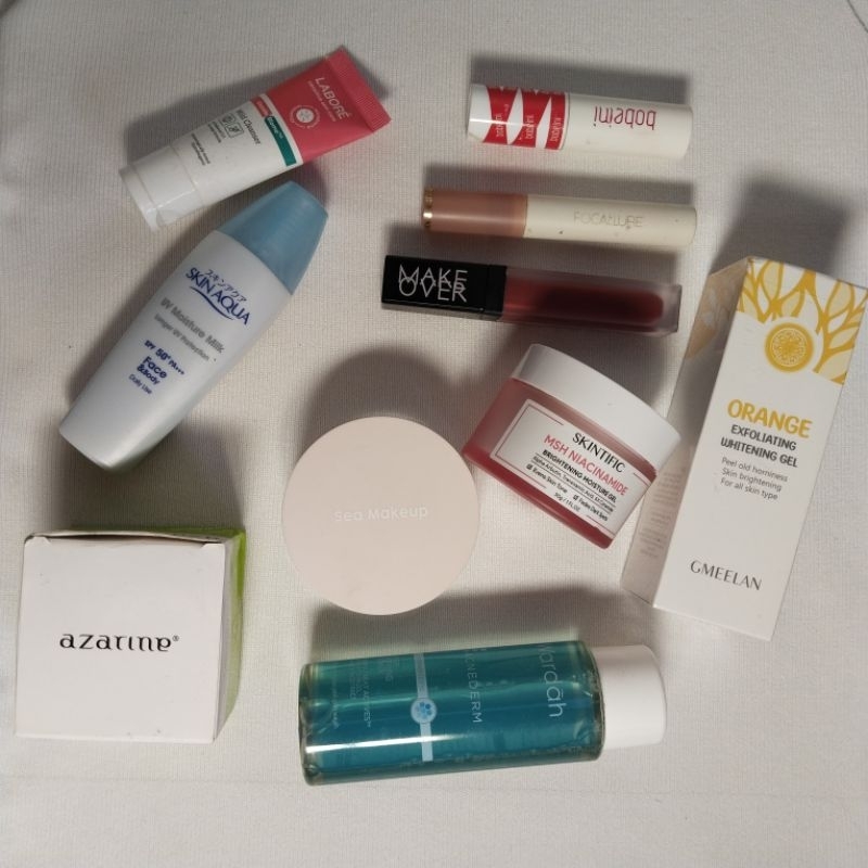 PRELOVED Skintific moiz, Sea makeup setting powder, Azarine Moiz, Toner Wardah acnederm, Makeover Po