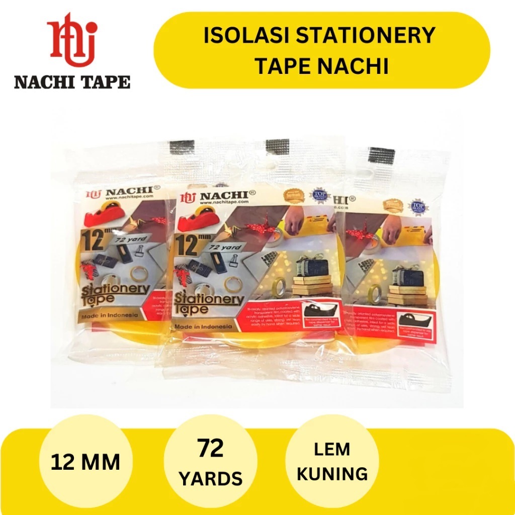 

Isolasi Selotip Cellotape Nachi 12mm x 72 Yard