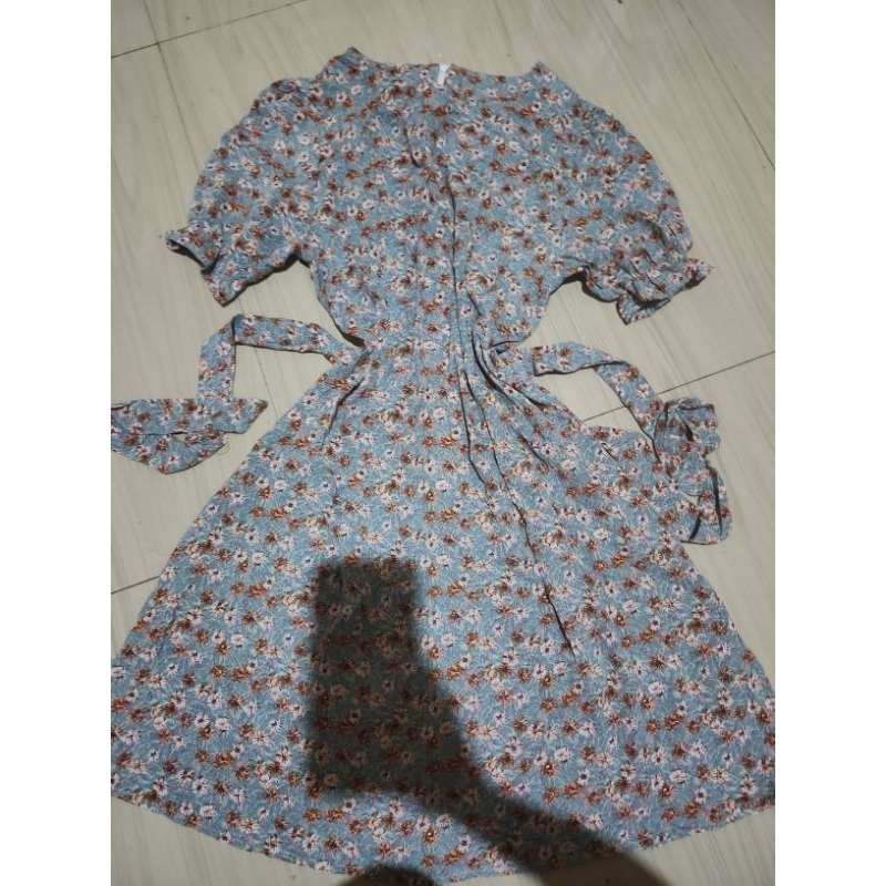 Baju pakaian shabby y2k chiffon coquette dainty acubi floral blue cute kawaii dollette lolita fairyc