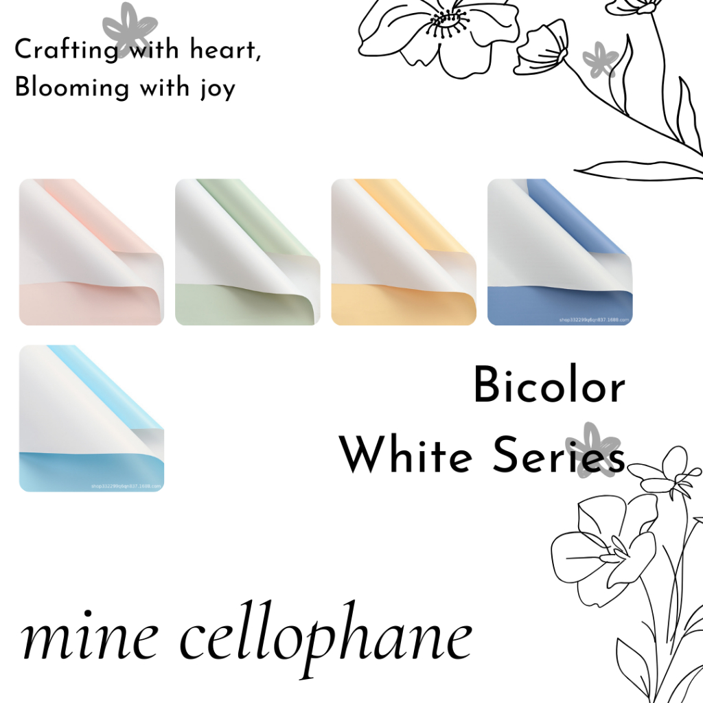 

kertas bucket bunga / bicolor cellophane / bolak balik 2 warna putih per LEMBAR