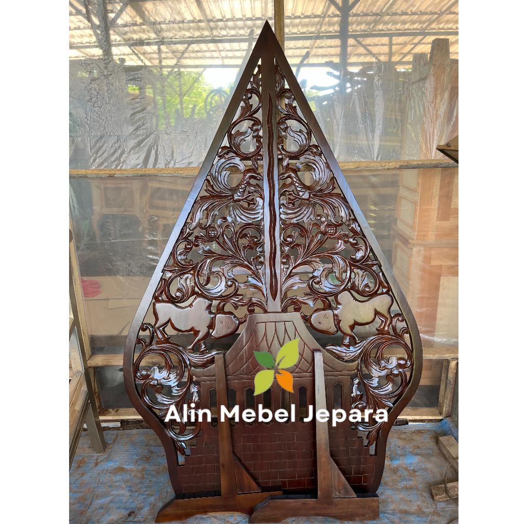 Property Studi foto, Kelir gunungan wayang mahoni, Kelir wayang, aksesoris dekorasi, Dekorasi Pelami