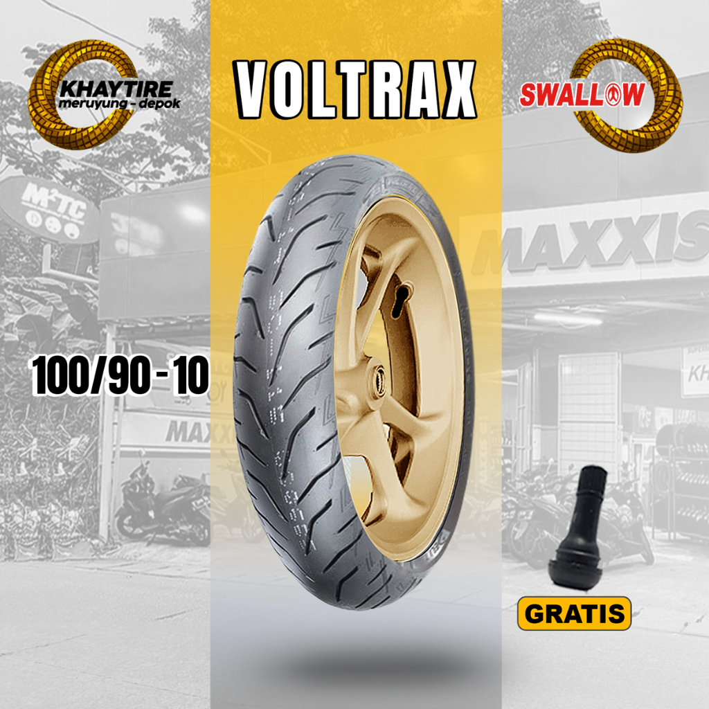 Ban Motor Listrik - Vespa Classic SWALLOW VOLTRAX 100/90 Ring 10 Tubeless