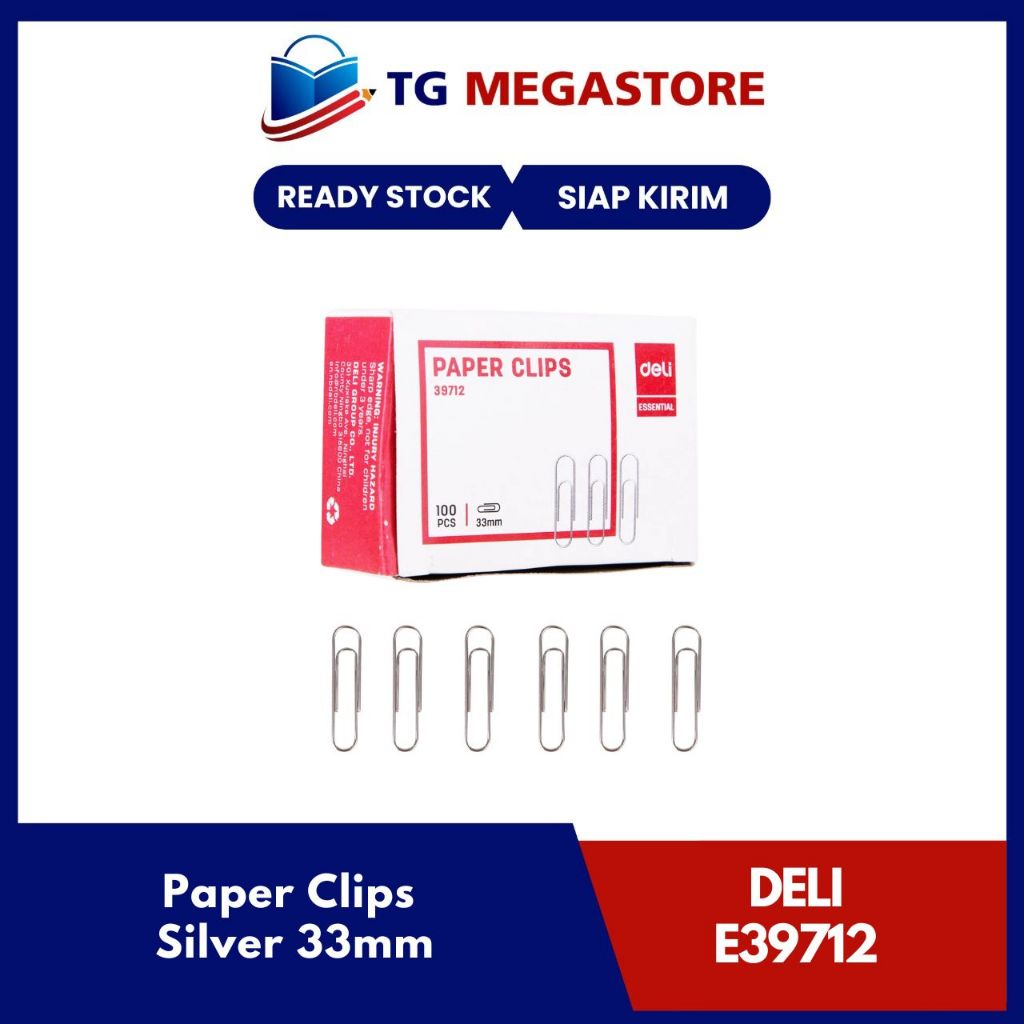 

Paper Clips DELI Silver 33mm - E39712