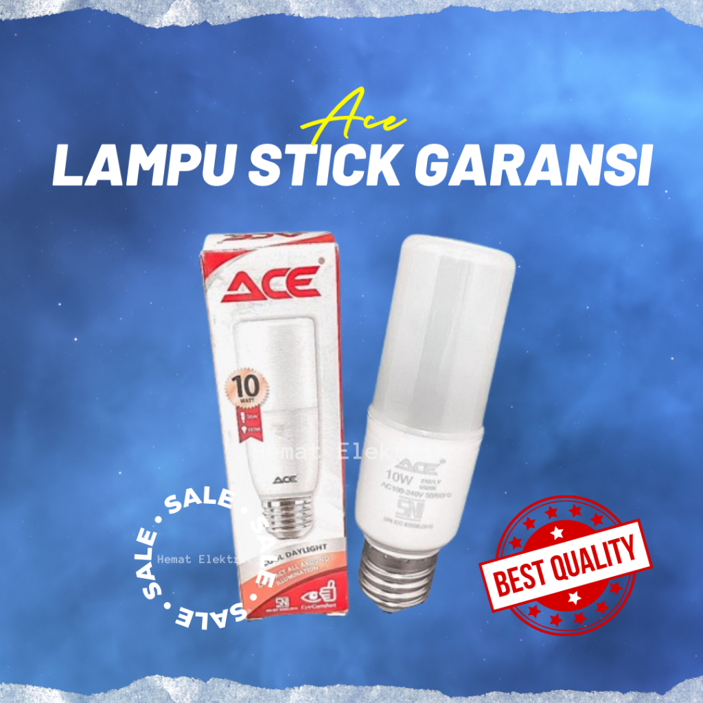 Lampu Bohlam LED Stick ACE 10 Watt Garansi 1 Tahun