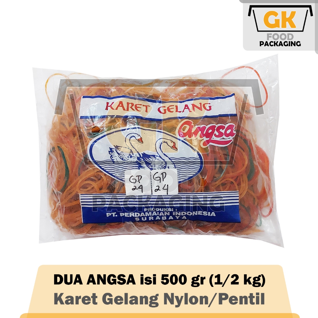 GP24 Karet Gelang Pentil Kiloan isi 500 gram 1/2 kg Merk DUA ANGSA Rubber Kuat Tahan Lama - GK Food 