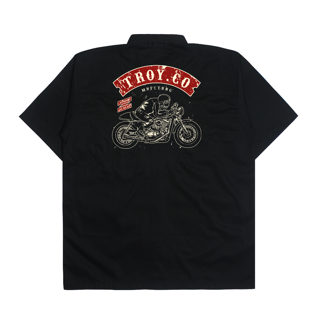Troy Company Work Shirt Workwear Black Bikers - Kemeja Kerja Workshirt Hitam WSP 2978
