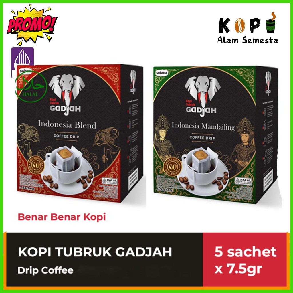 

Kopi Tubruk Gadjah Drip Coffee Indonesia 5 Sachet x 7.5gr