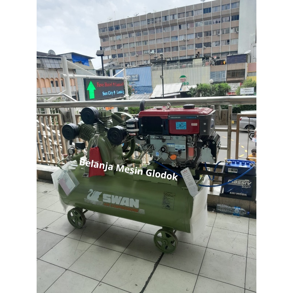 Kompresor Swan 7.5 HP 8 Bar SWP 307 Komplit Engine Yanmar TF 85MR Starter