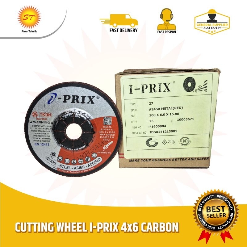Cutting Wheel Batu Gerinda Potong I-Prix 4" x 6mm Carbon