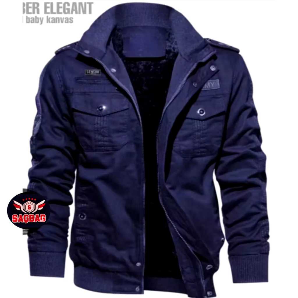Terbaru ( Lagi Discon ) Jaket Pria Bomber Classic Kanvas Sensor // Bayar Di Tempat ( Cod )