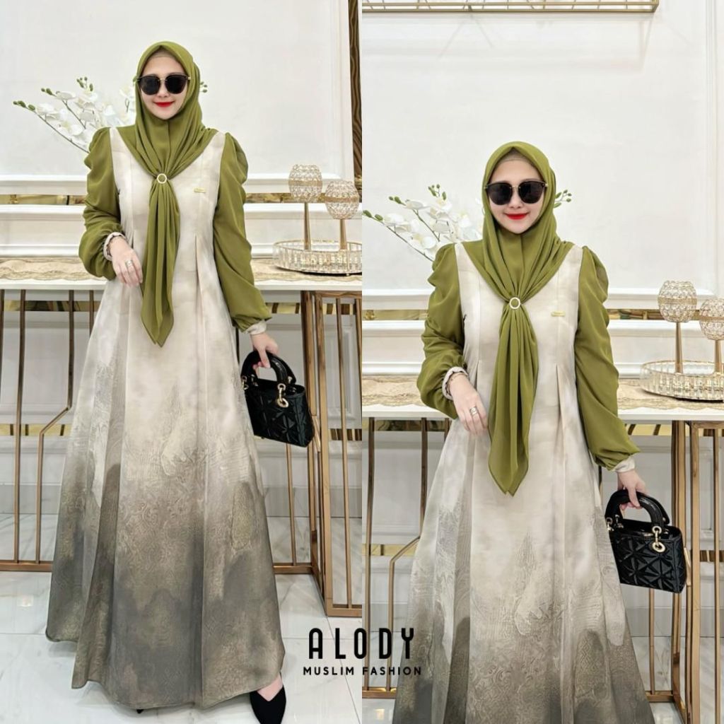 COD // GAMIS SET HIJAB SEGIEMPAT YOLANDA DRESS BY ALODY TERBARU