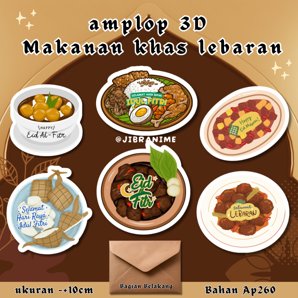 

(ISI 6) AMPLOP LEBARAN 3D MAKANAN LEBARAN LUCU PREMIUM