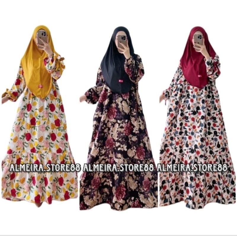 Gamis Lavanya Set Hijab Rayon Diamond // Gamis lebaran // Gamis Rayon// Gamis Set Hijab