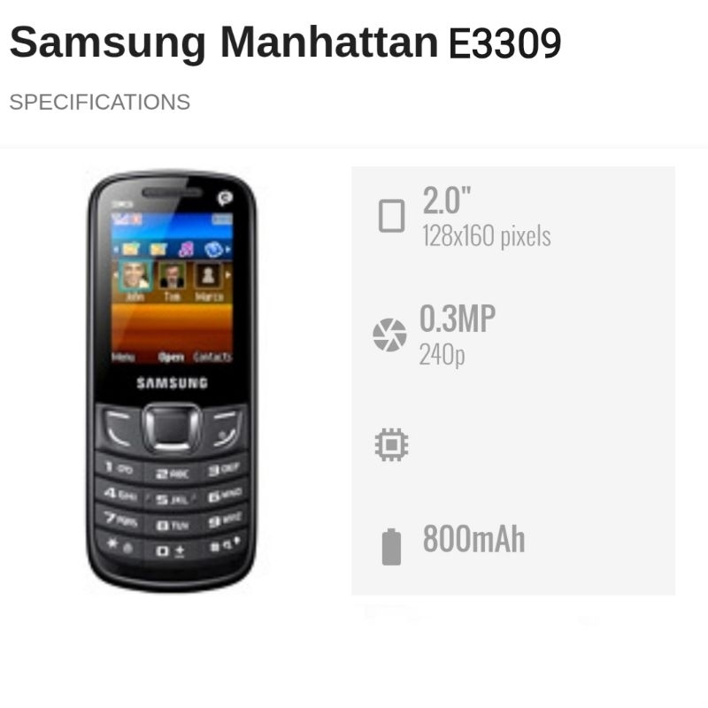HP Samsung GT-E3309 GSM Dual Sim Kamera