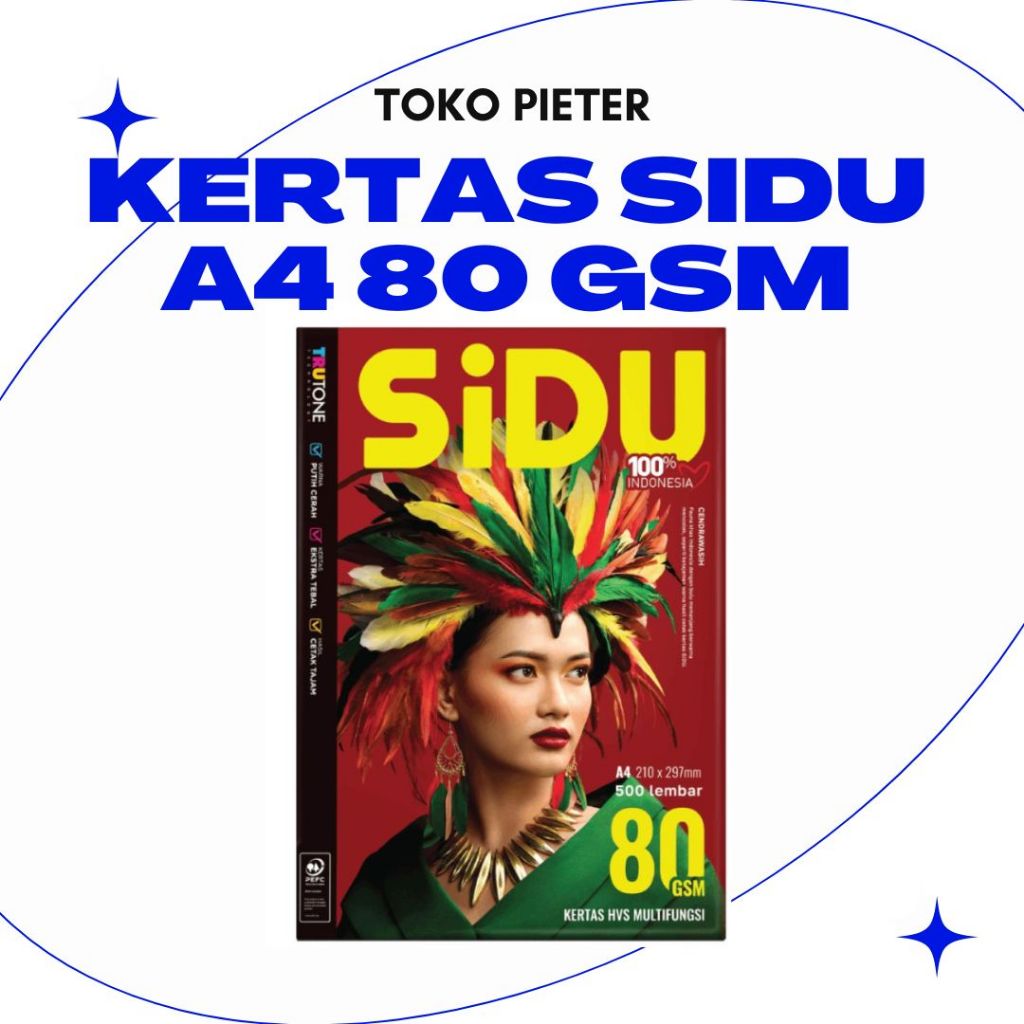 

KERTAS HVS / PRINT / FOTOCOPY SIDU A4 80 GRAM (1 RIM) MURAH SURABAYA