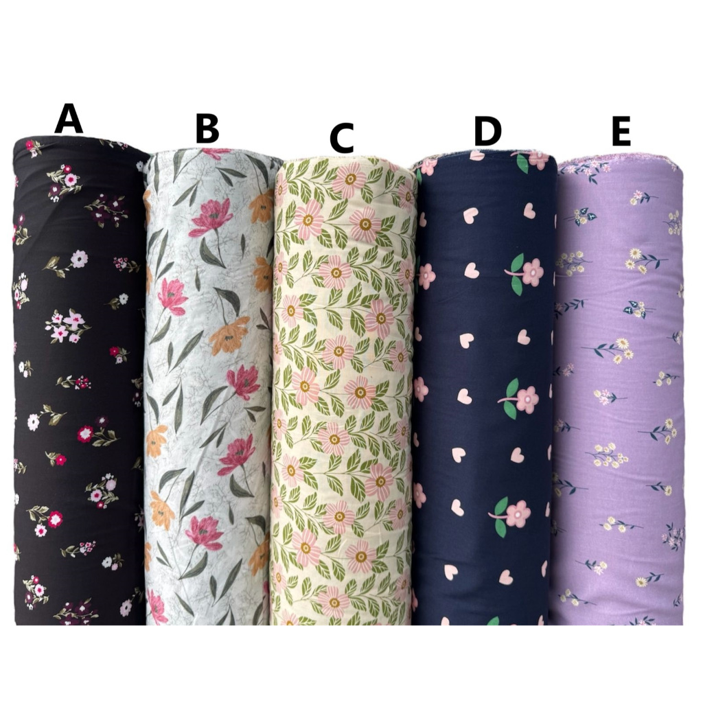kain katun rayon viscose motif bunga cantik bunga abstrak love kotak kotak sedang terbaru best selle