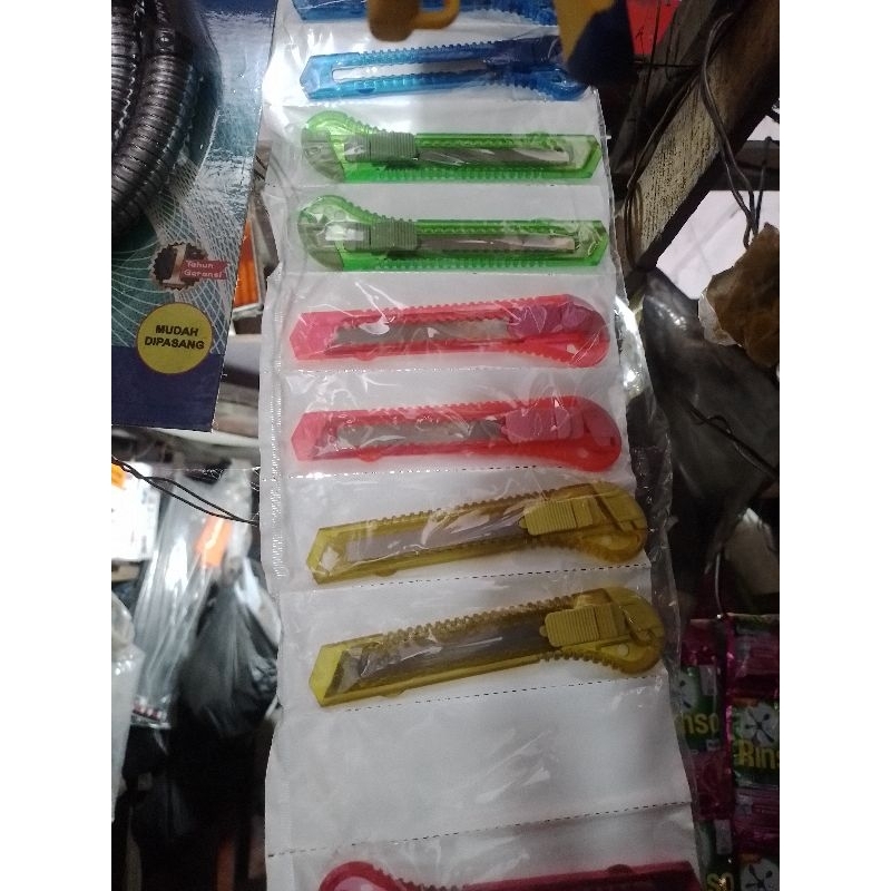 

Cutter Blade Autostp Pisau kater Plastik Besar Warna Warni Bening