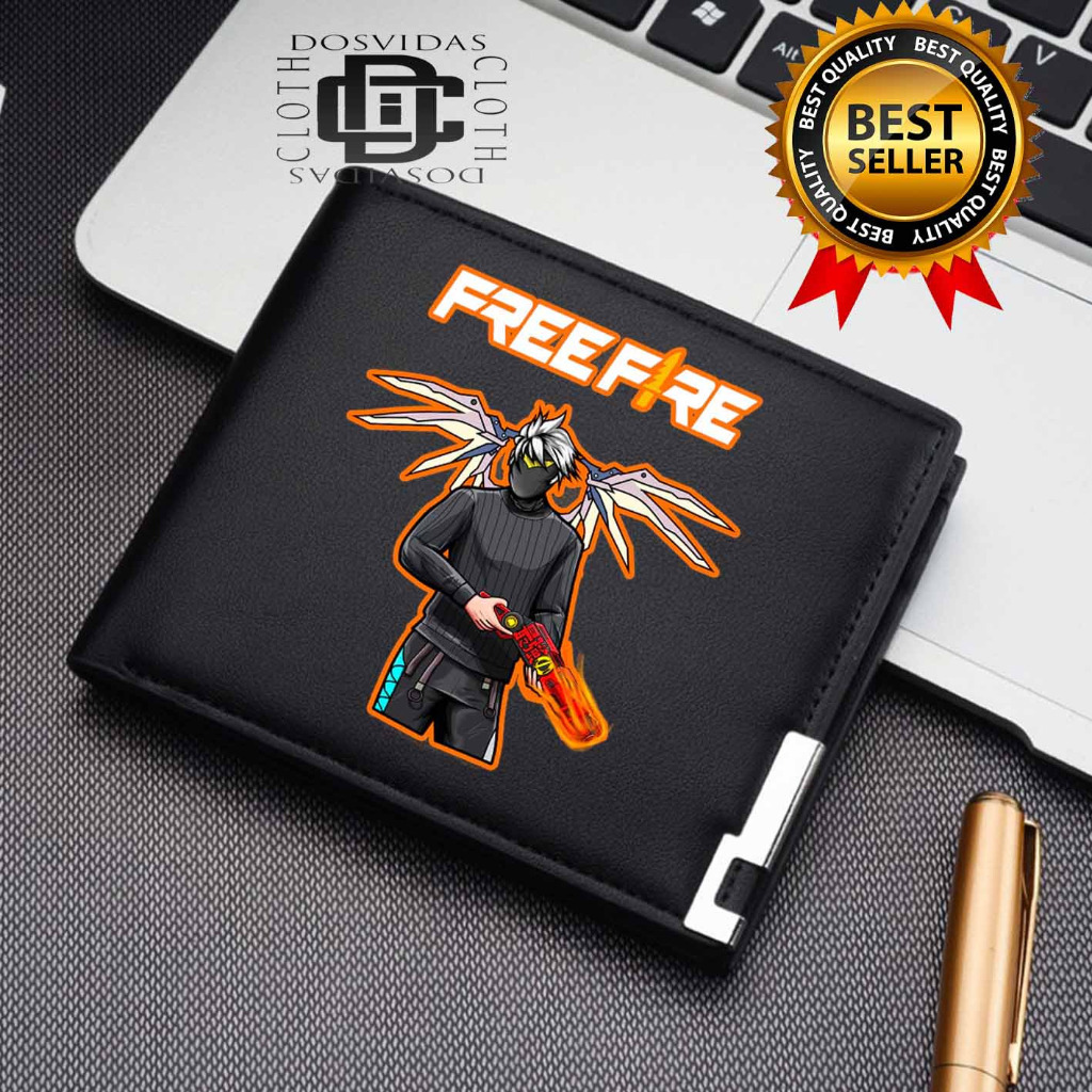 Dompet Pria Lipat FREE FIRE Dompet Kulit Men Fashion Letter Wallet FREE FIRE KEREN LEASTORE