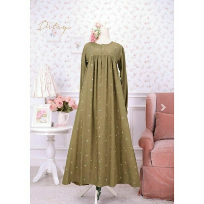 Renese Olive Ditsy_Ditsy_Gamis Wanita_Renese Olive