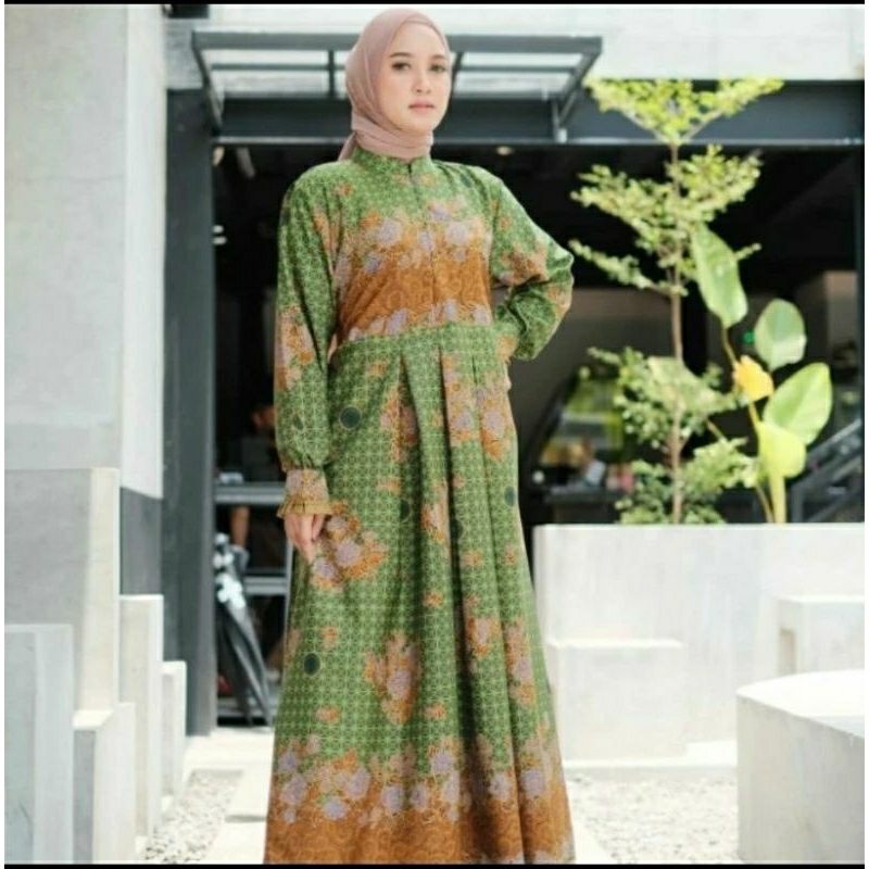 gamis batik muslimat NU dress seragam pengajian pengaosan series bahan sanwos dan semi sutera premiu