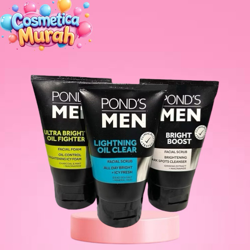 uu) PONDS MEN FACIAL FOAM 100 G - SABUN WAJAH LIGHTENING BRIGHT BOOST OIL CONTROL