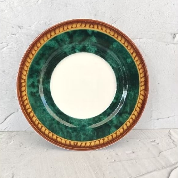 PIRING KERAMIK KECIL CAKE KUE GREEN VINTAGE SAUCER SIZE 15 CM