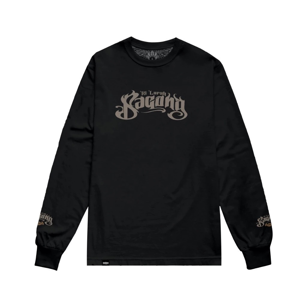 Orarie Kaos bagong lengan panjang warna hitam Baju Distro Pria dan Wanita Sablon Plastisol premium